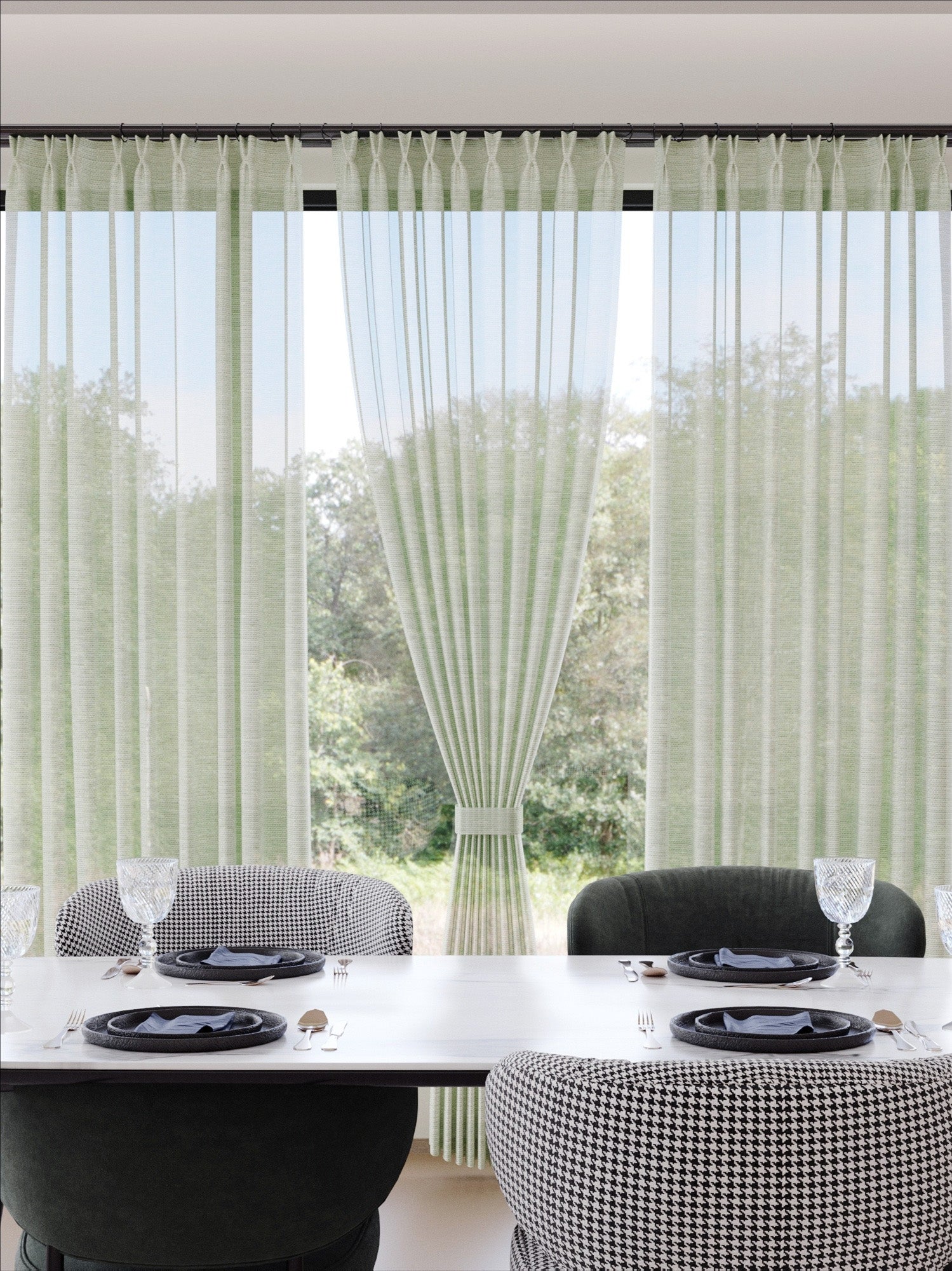 Linen Pattern Sparkle Light Beige Sheer