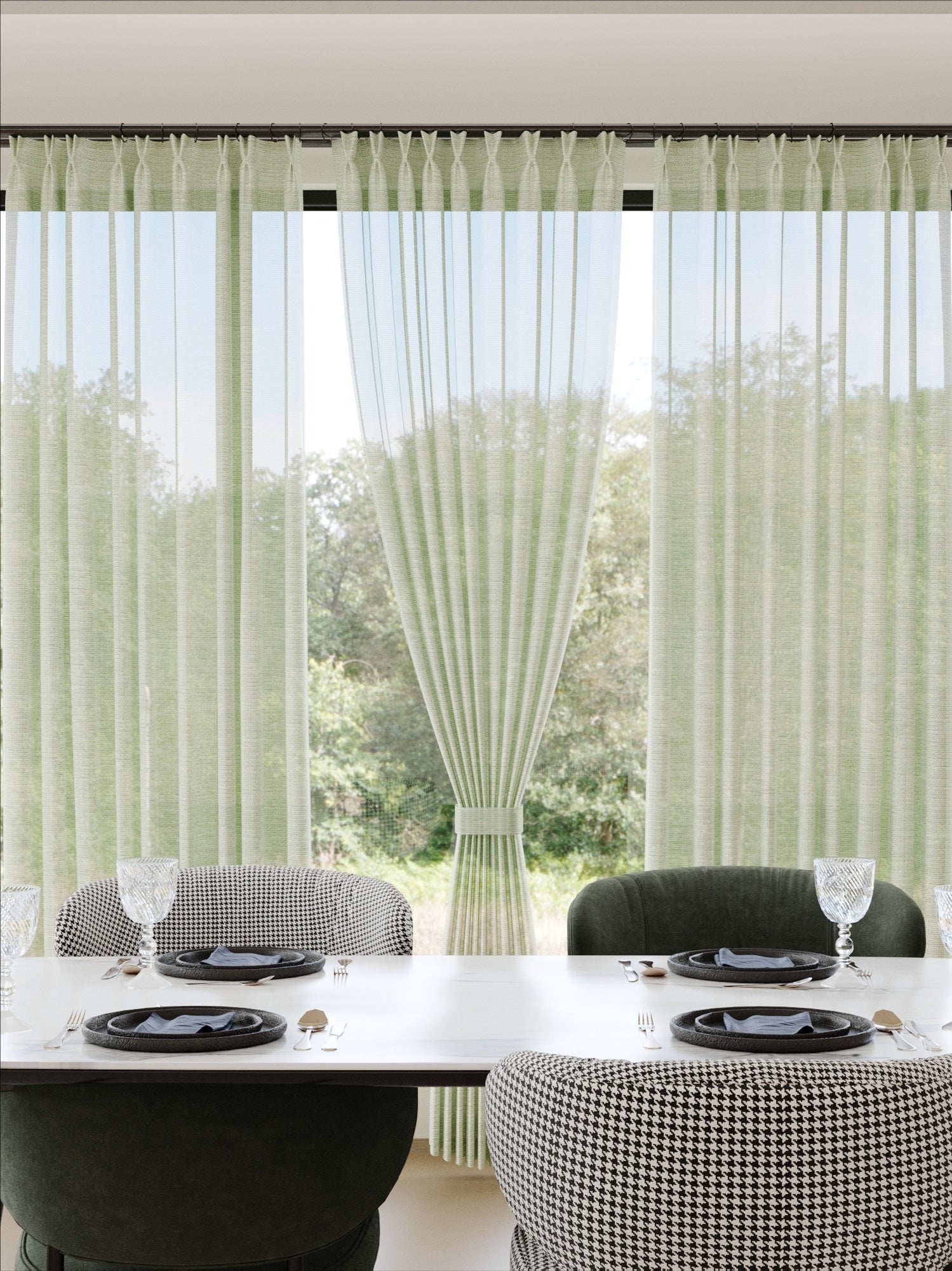 Linen Pattern Sparkle Light Beige Sheer