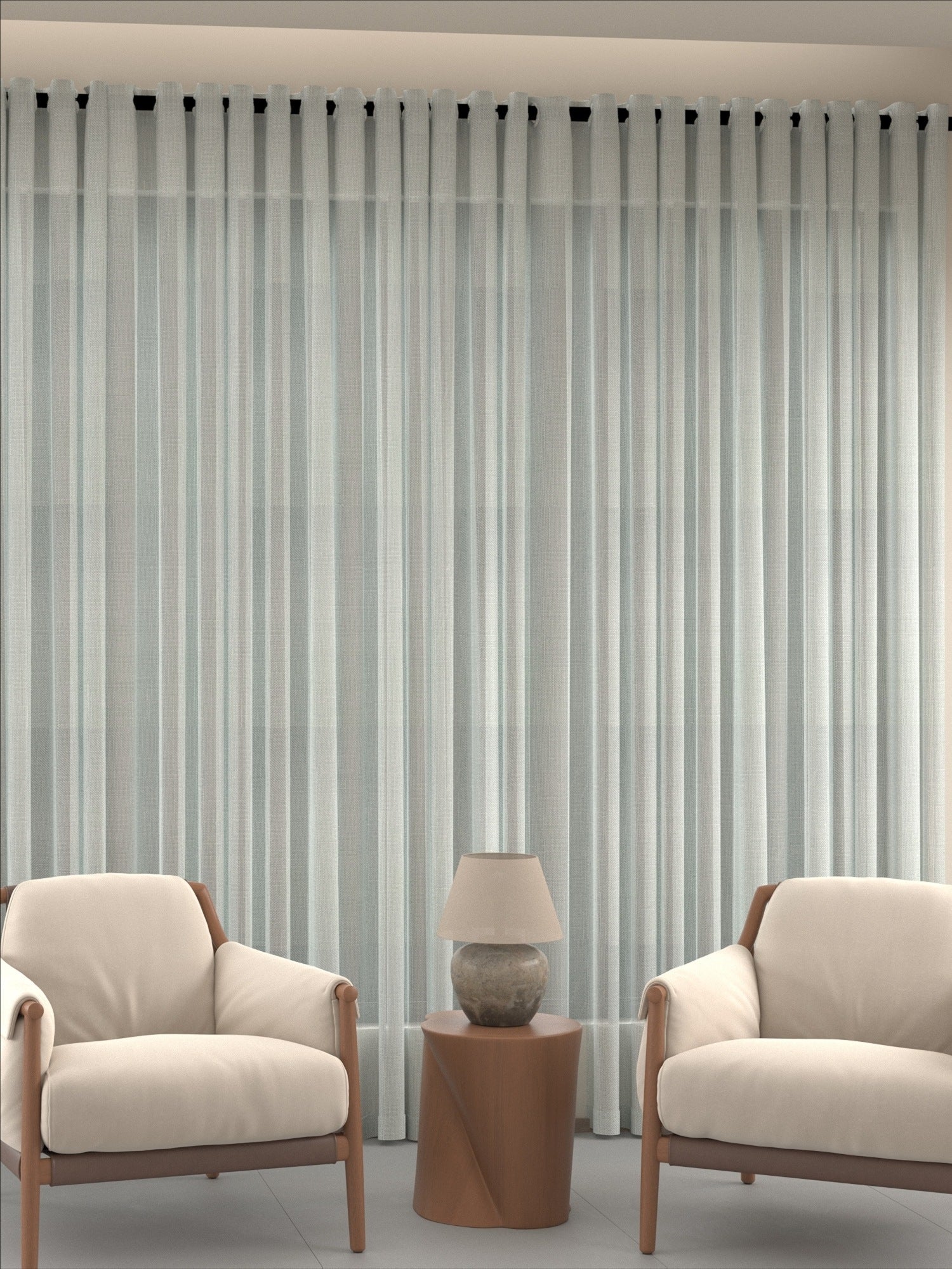 Linen Modern Pattern Dark Grey Sheer