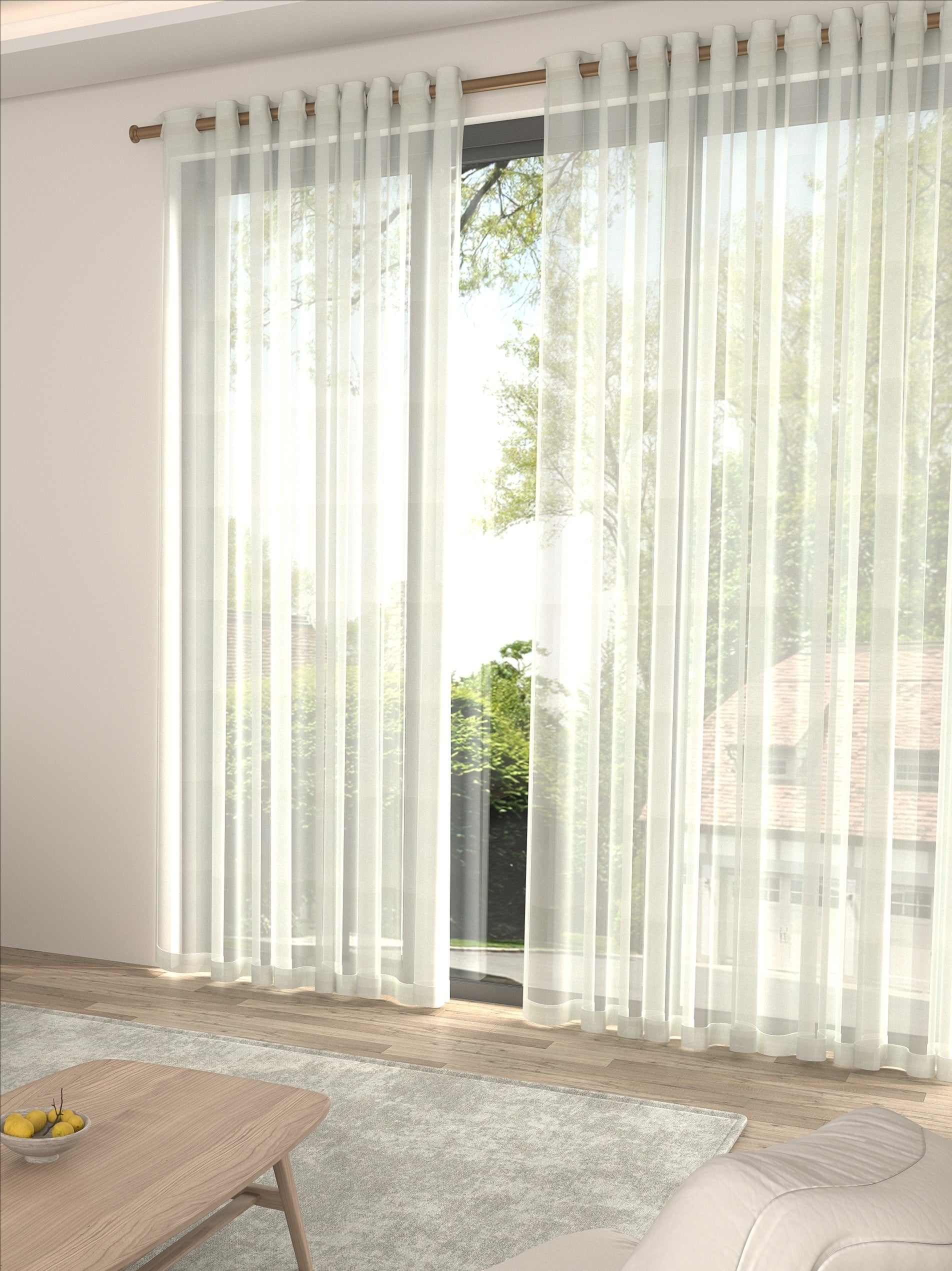 Pure White Peony Embossed Sheer