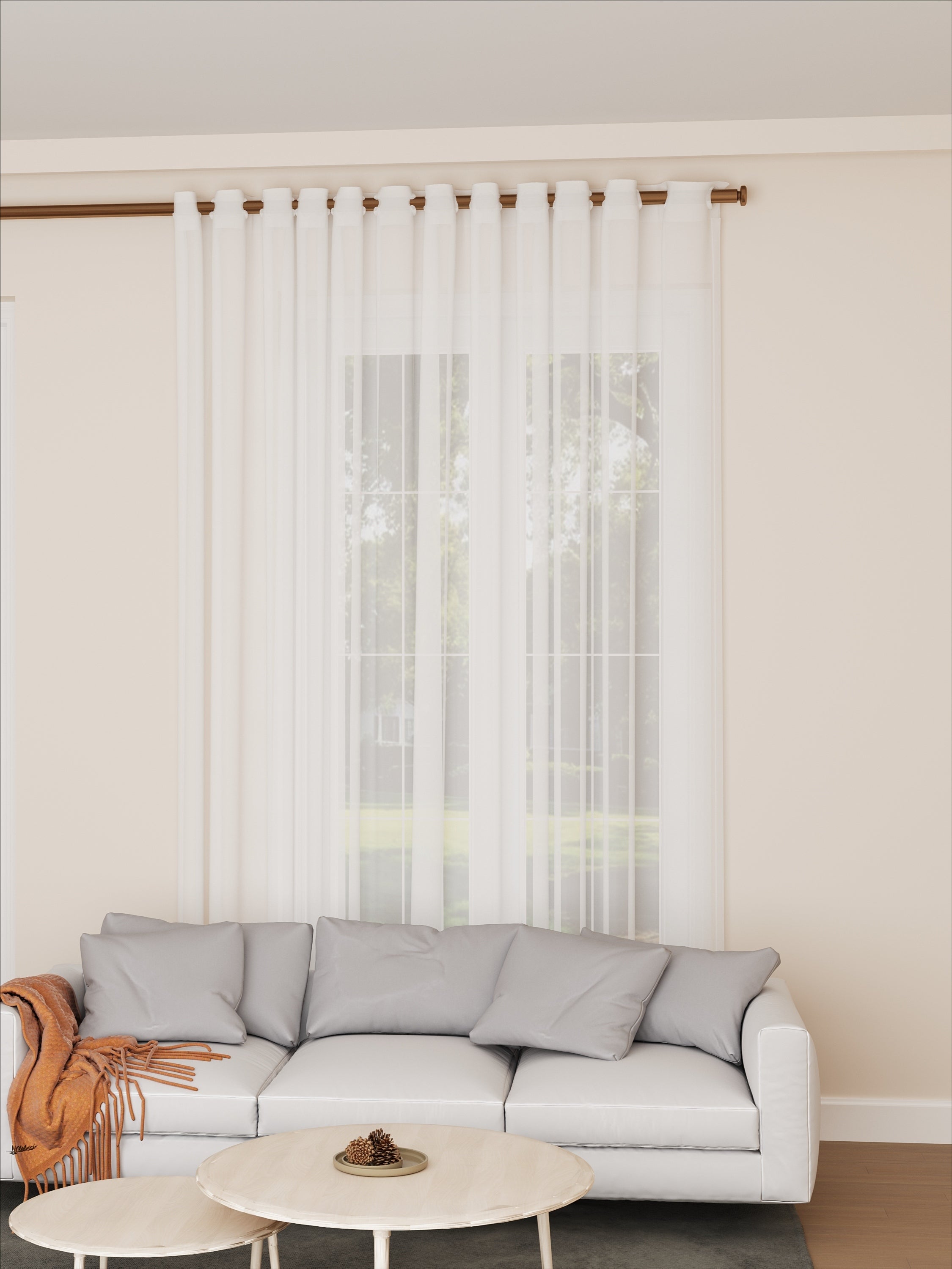 Silk White Peony Embossed Sheer