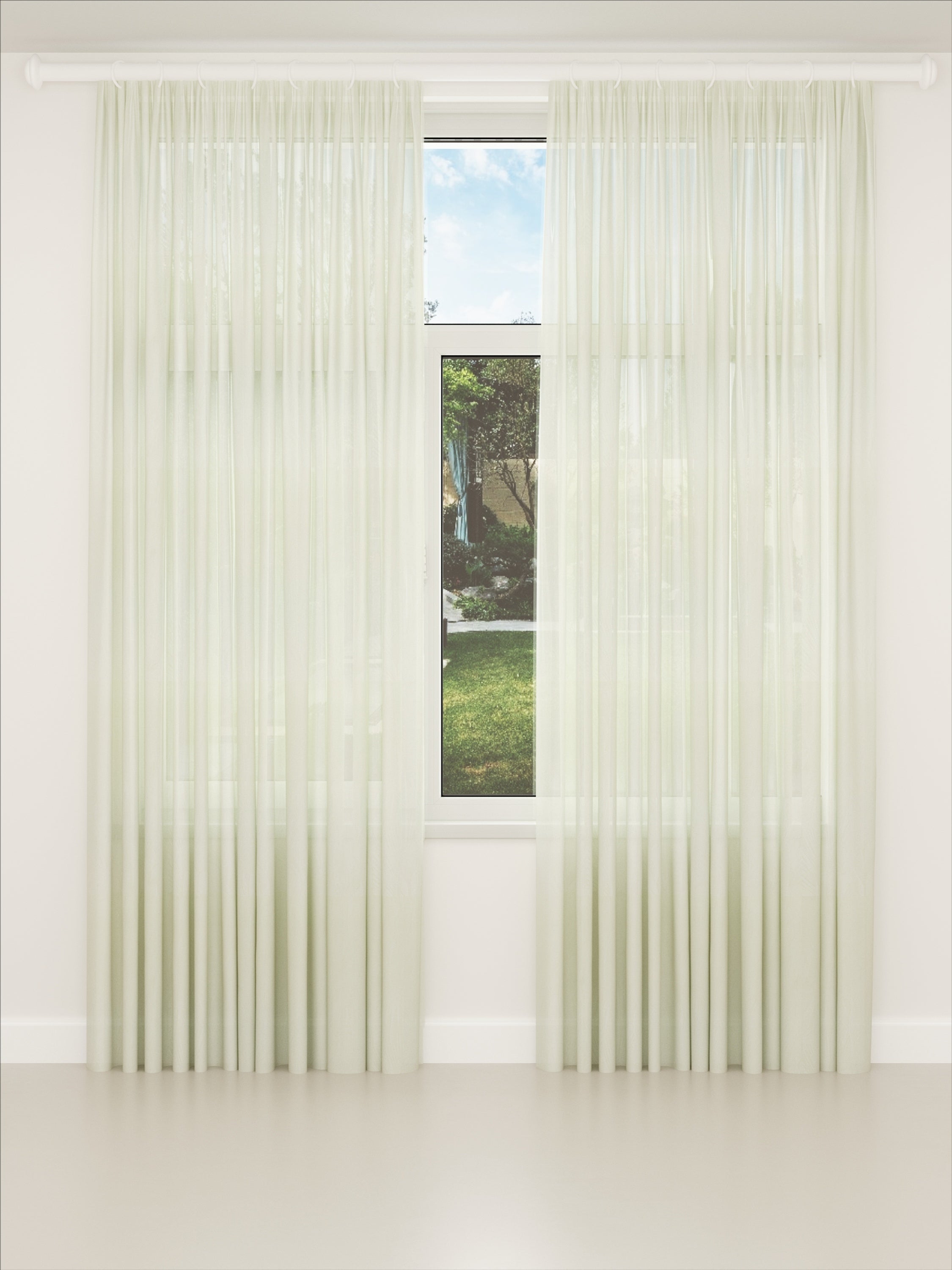 Cream Reed Pattern Sheer