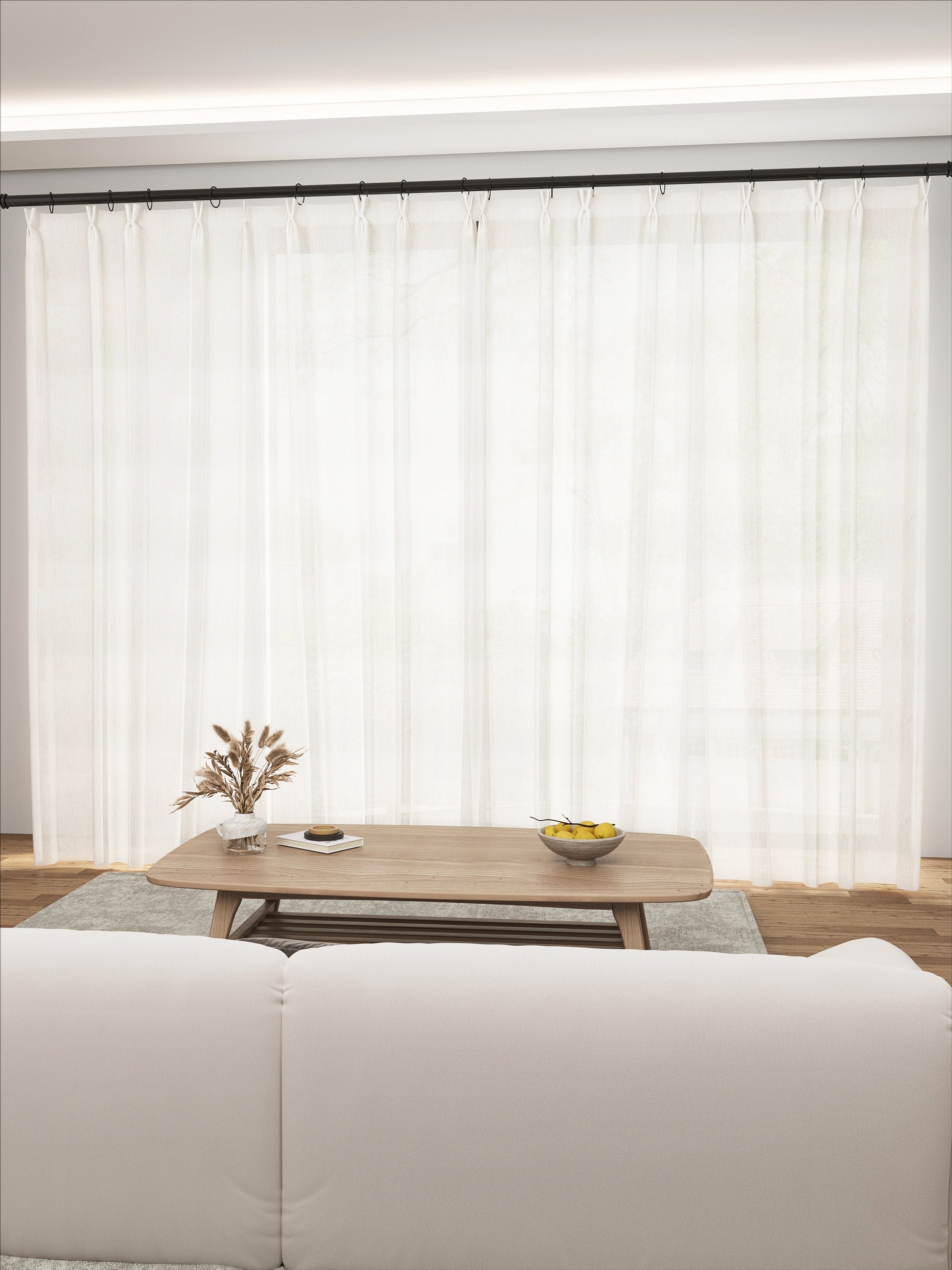 Cream Pinstripe Vertical Sheer