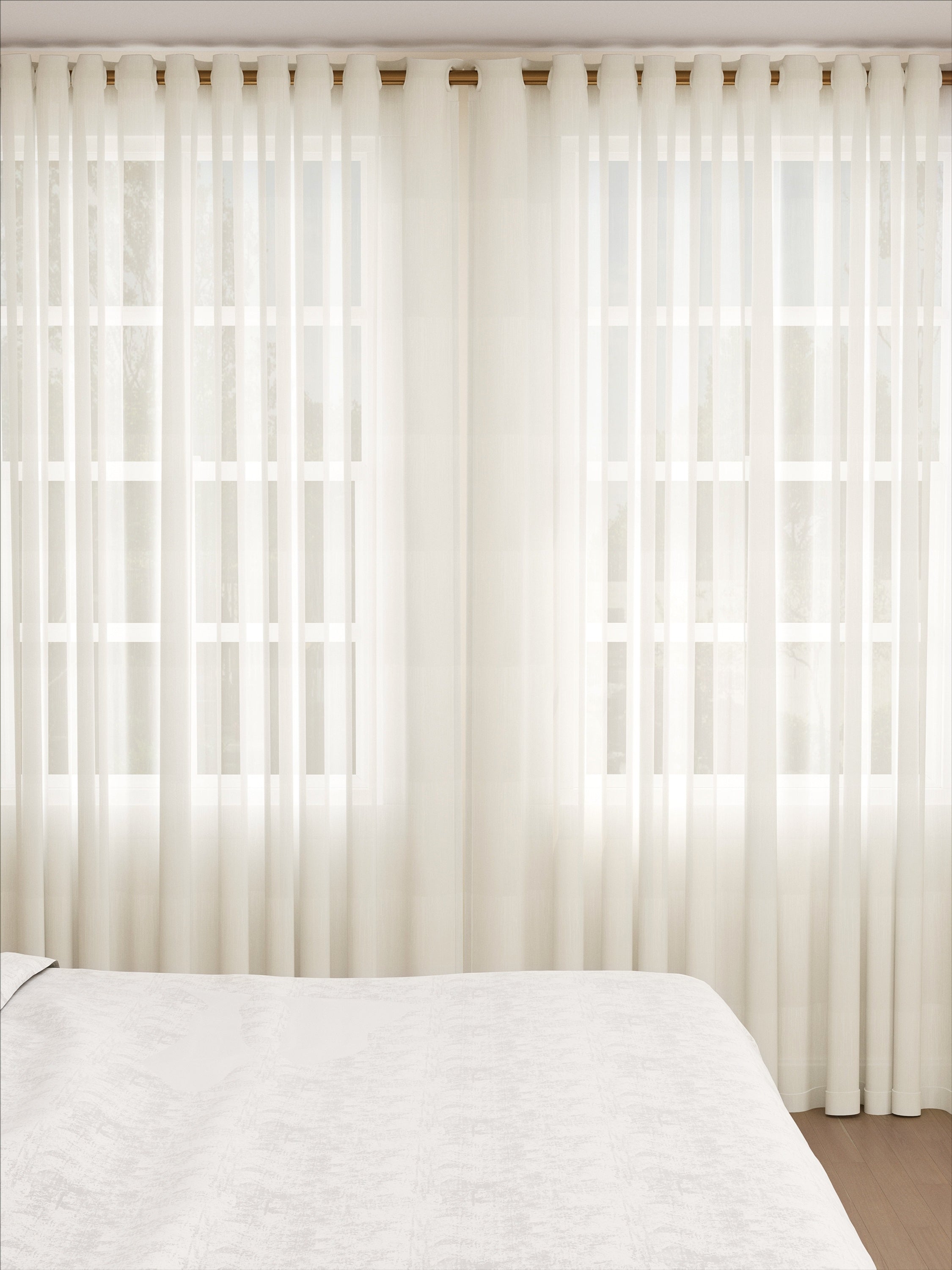 Cream Linear Stripe Sheer