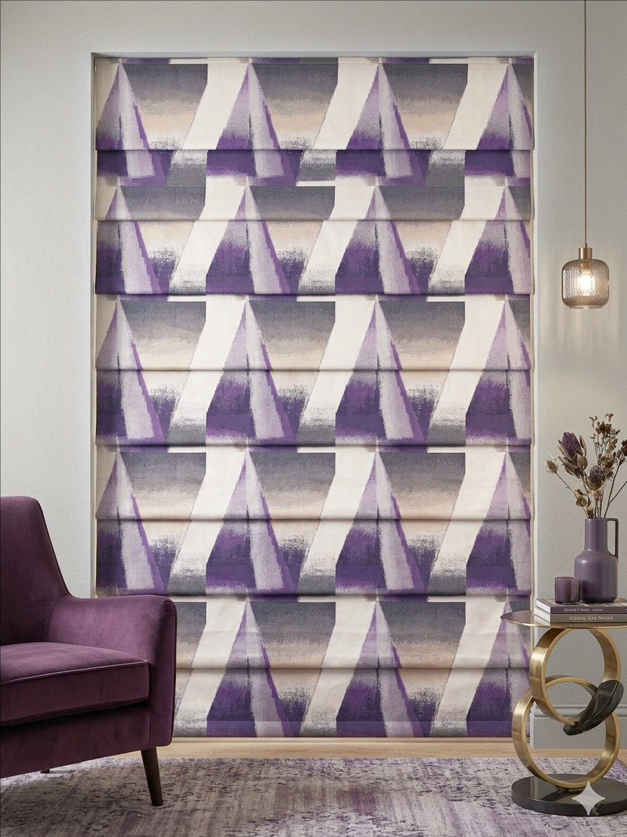 Triangle Purple Jacquard Roman Shade