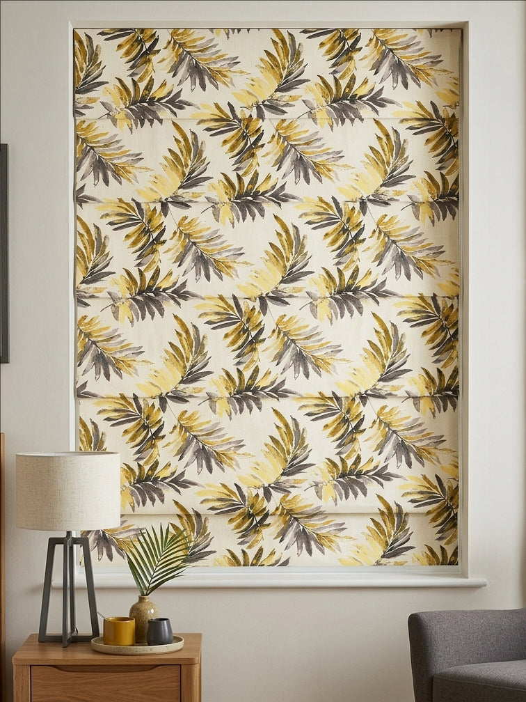 Leaves Yellow Jacquard Roman Shade