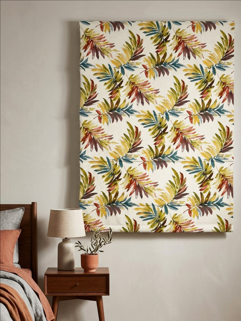 Leaves Red Jacquard Roman Shade