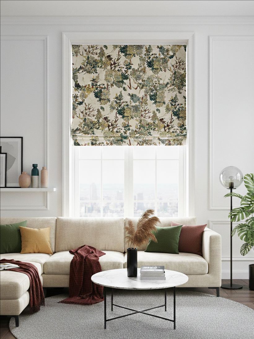 Tree Red Jacquard Roman Shade