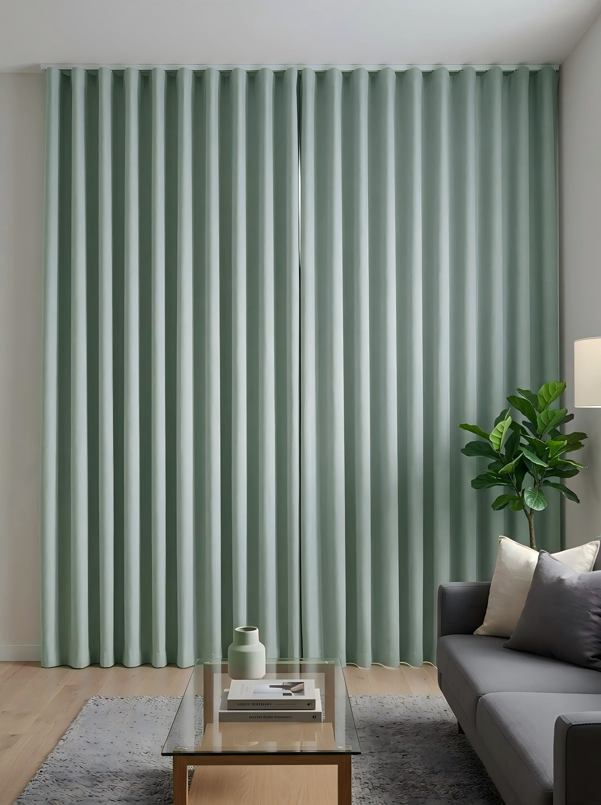 Light Grey Cotton Blackout Curtains