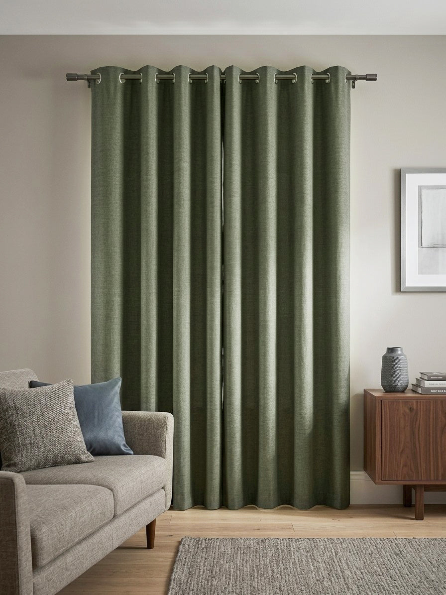 Gunmetal Gray Cotton Blackout Curtains