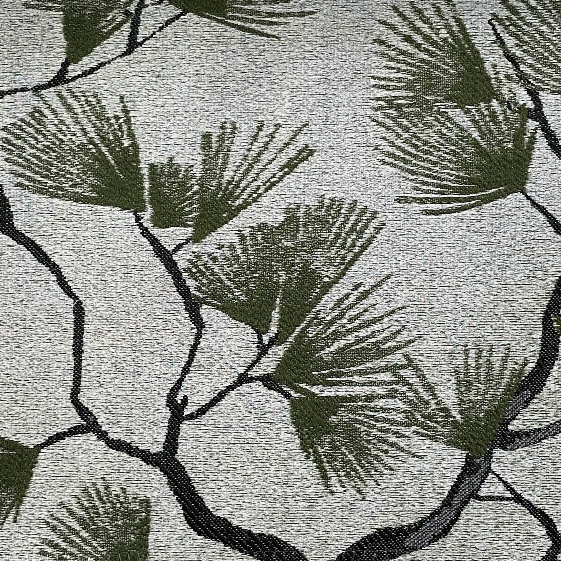 Embroidered Antique Moss Green Fern Drape