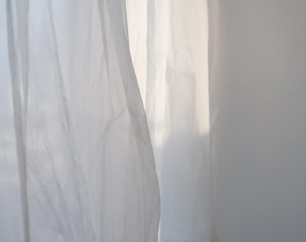 soft white drapery fabric curtain