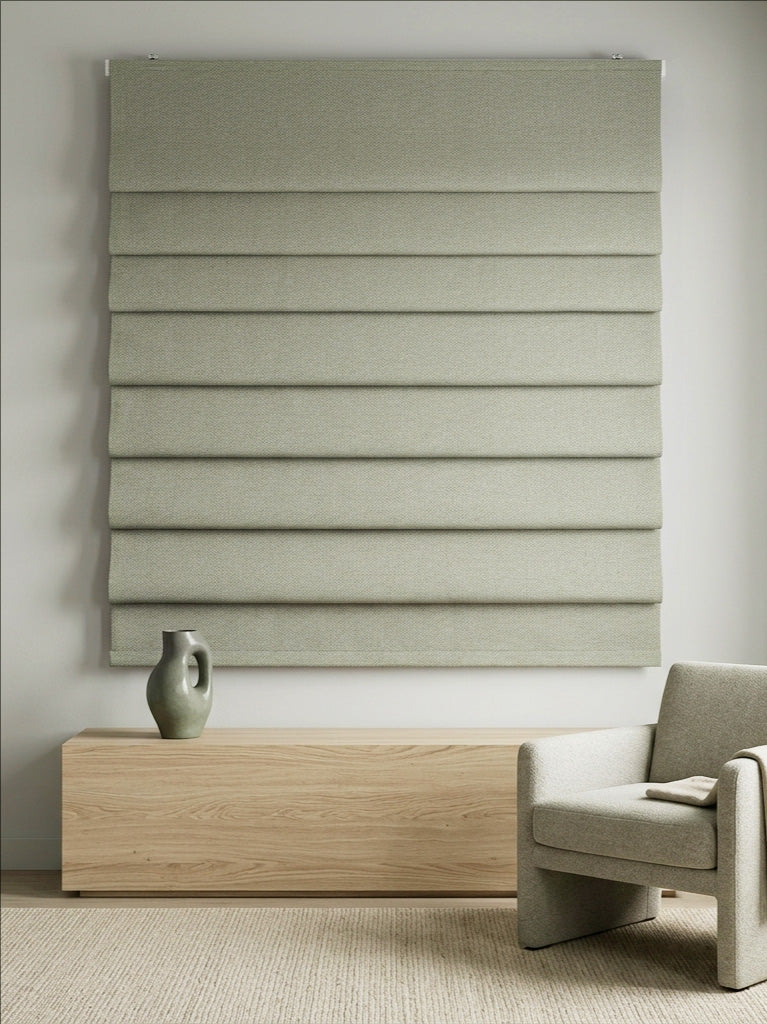 Woven Cotton Morandi Beige Blackout Roman Shade