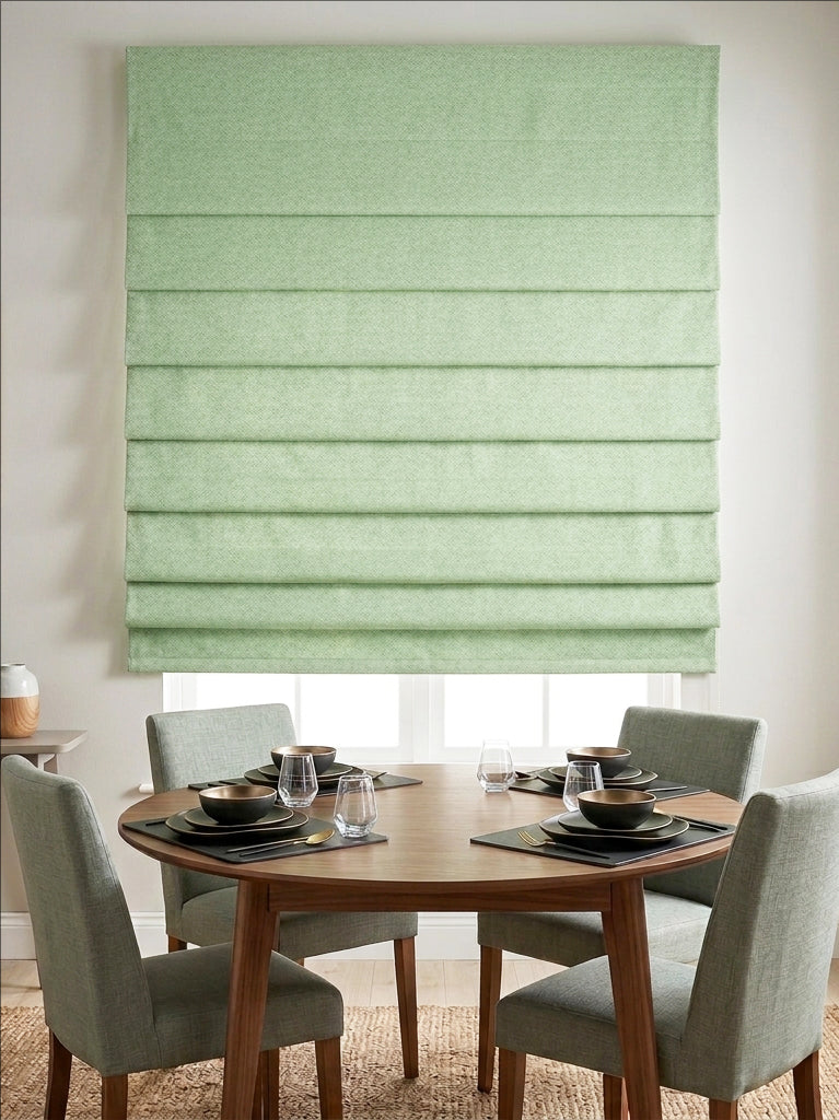 Woven Cotton Morandi Olive Green Blackout Roman Shade