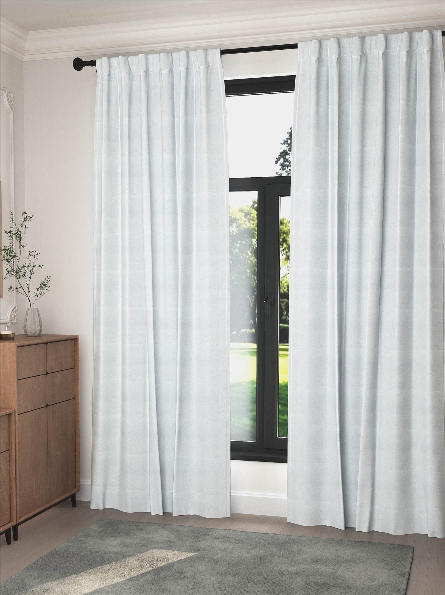 Woven Cotton Morandi White Blackout Drape