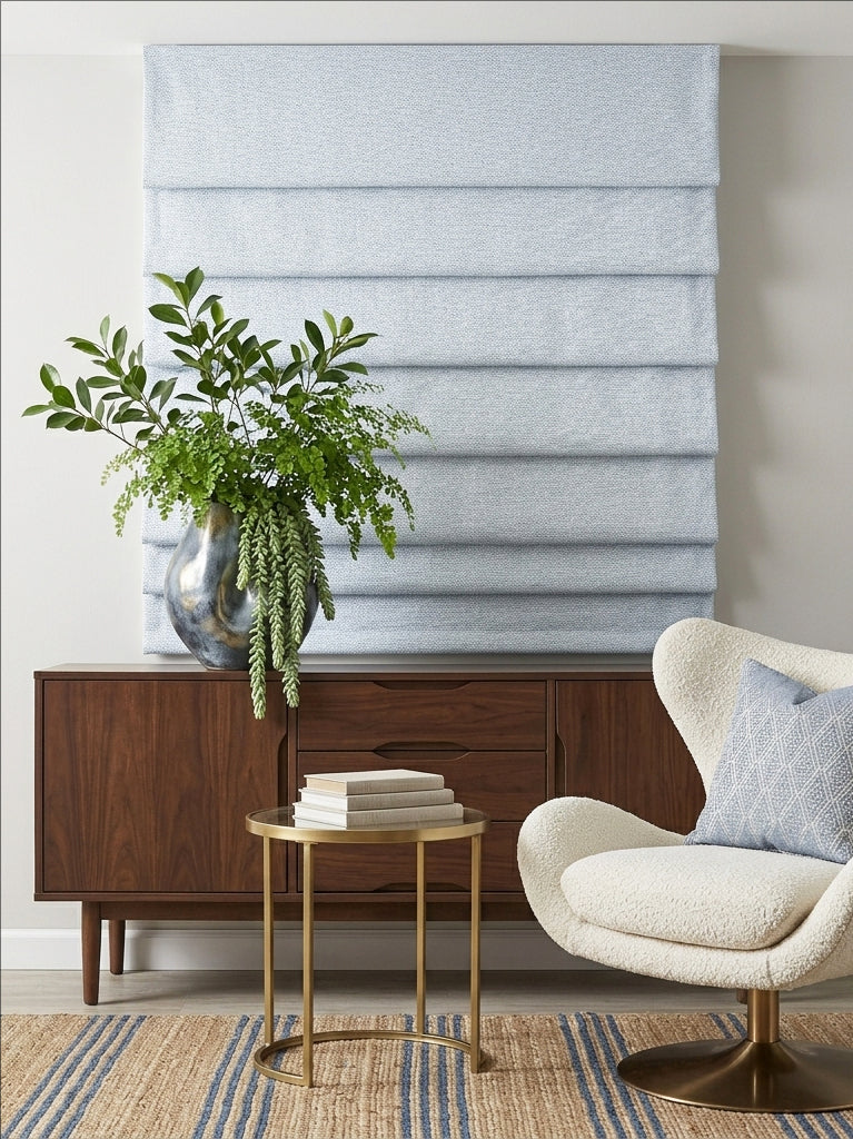 Woven Cotton Morandi White Blackout Roman Shade