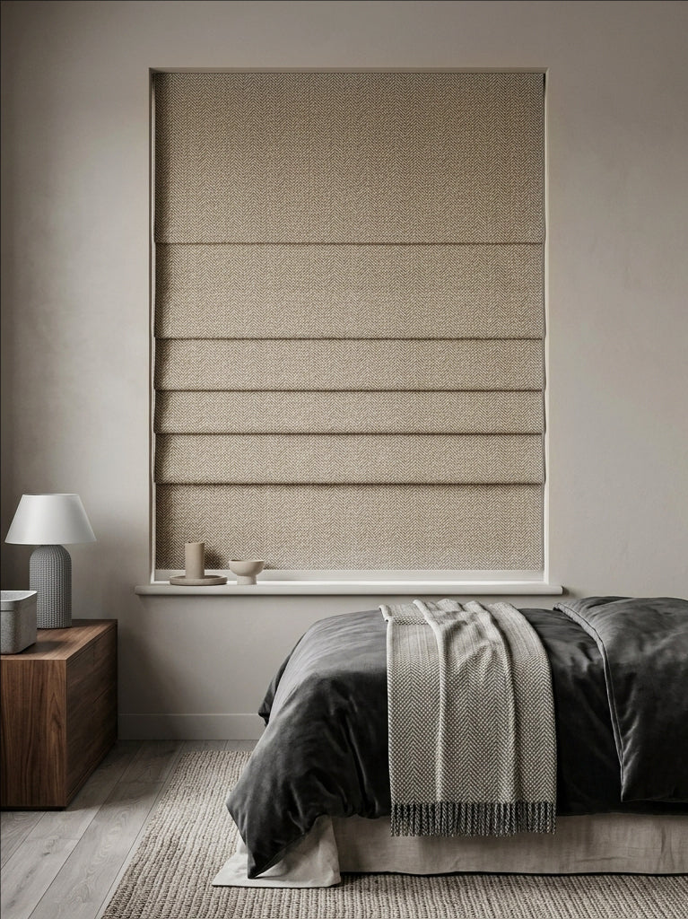 Woven Cotton Morandi Brown Blackout Roman Shade