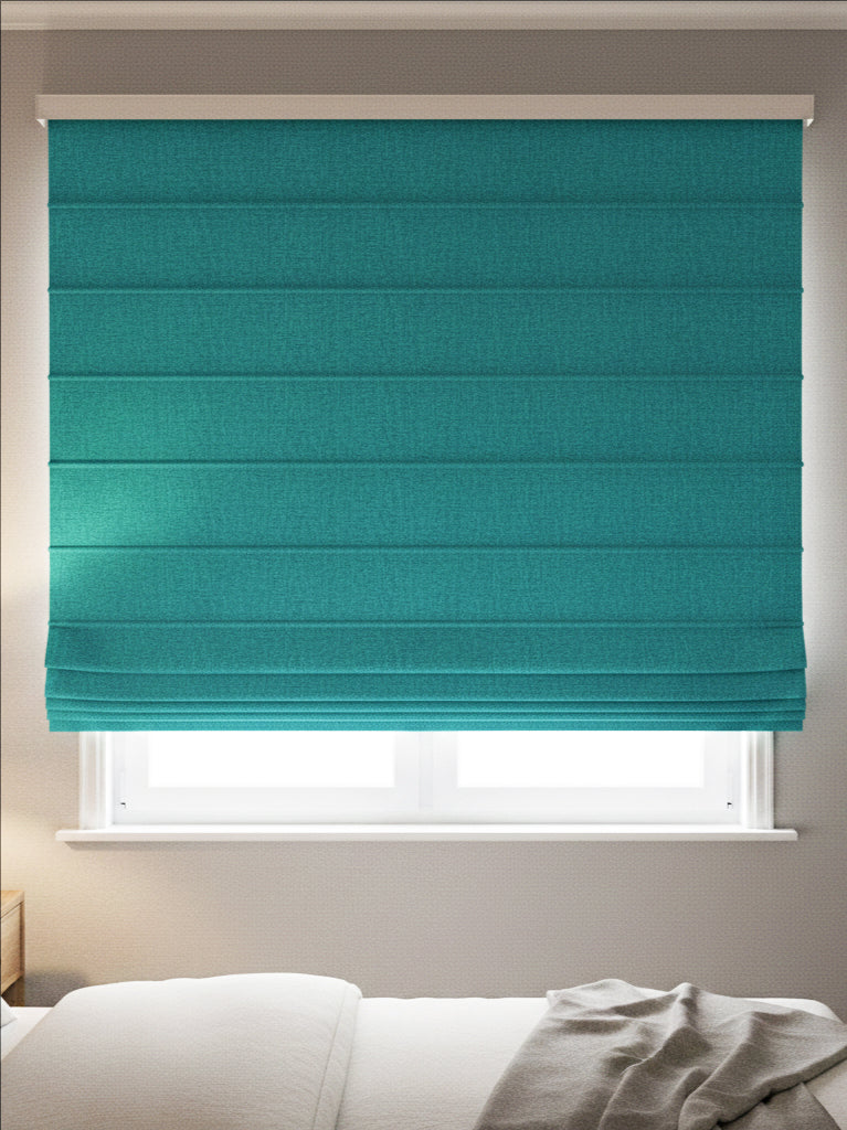 Woven Cotton Morandi Pine Green Blackout Roman Shade