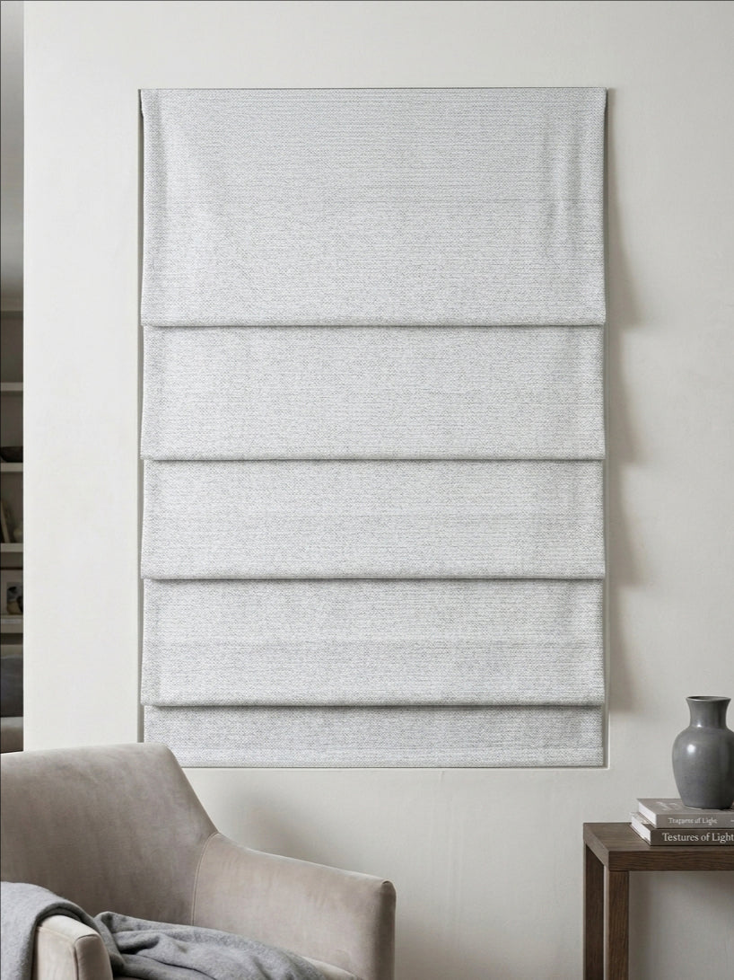 Woven Cotton Morandi Pale Grey Blackout Roman Shade