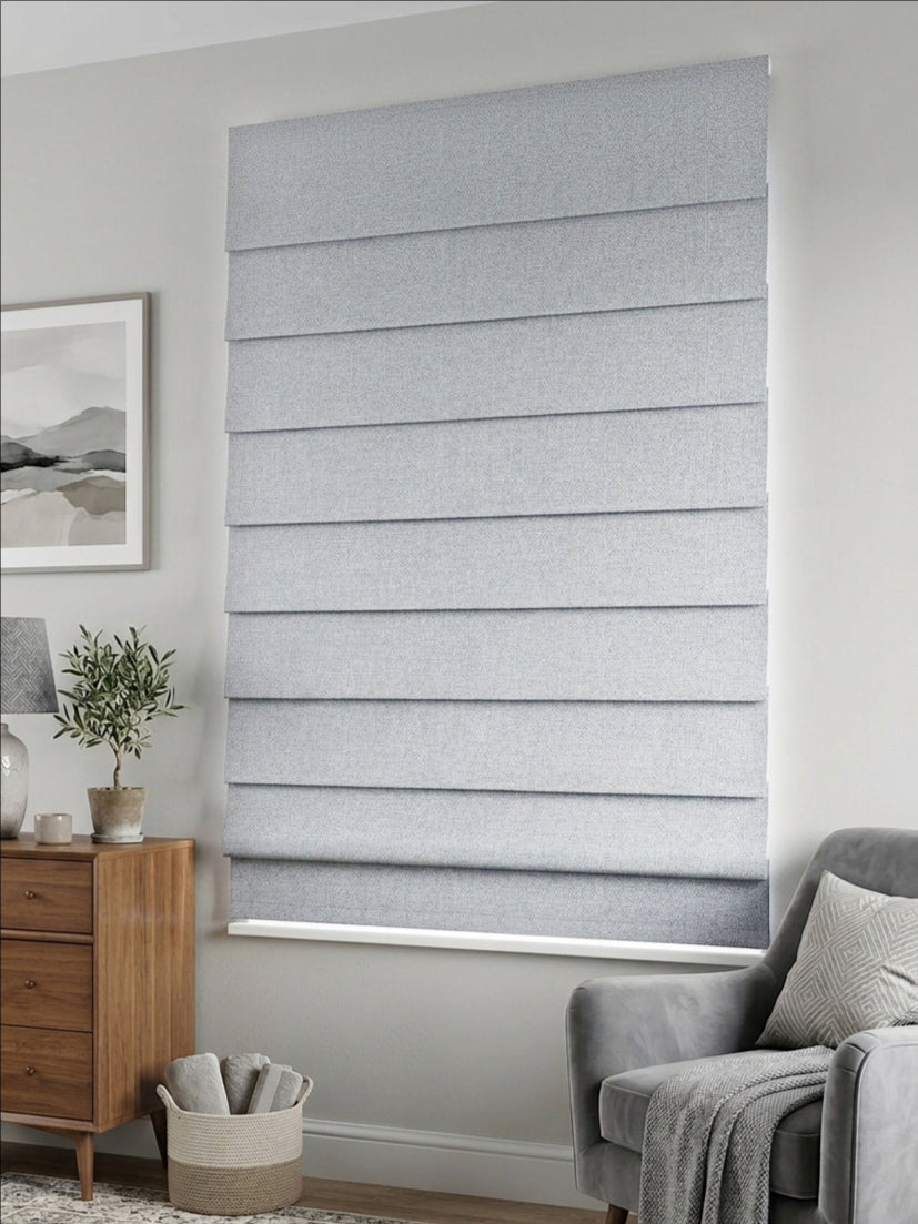 Woven Cotton Morandi Dull grey Blackout Roman Shade