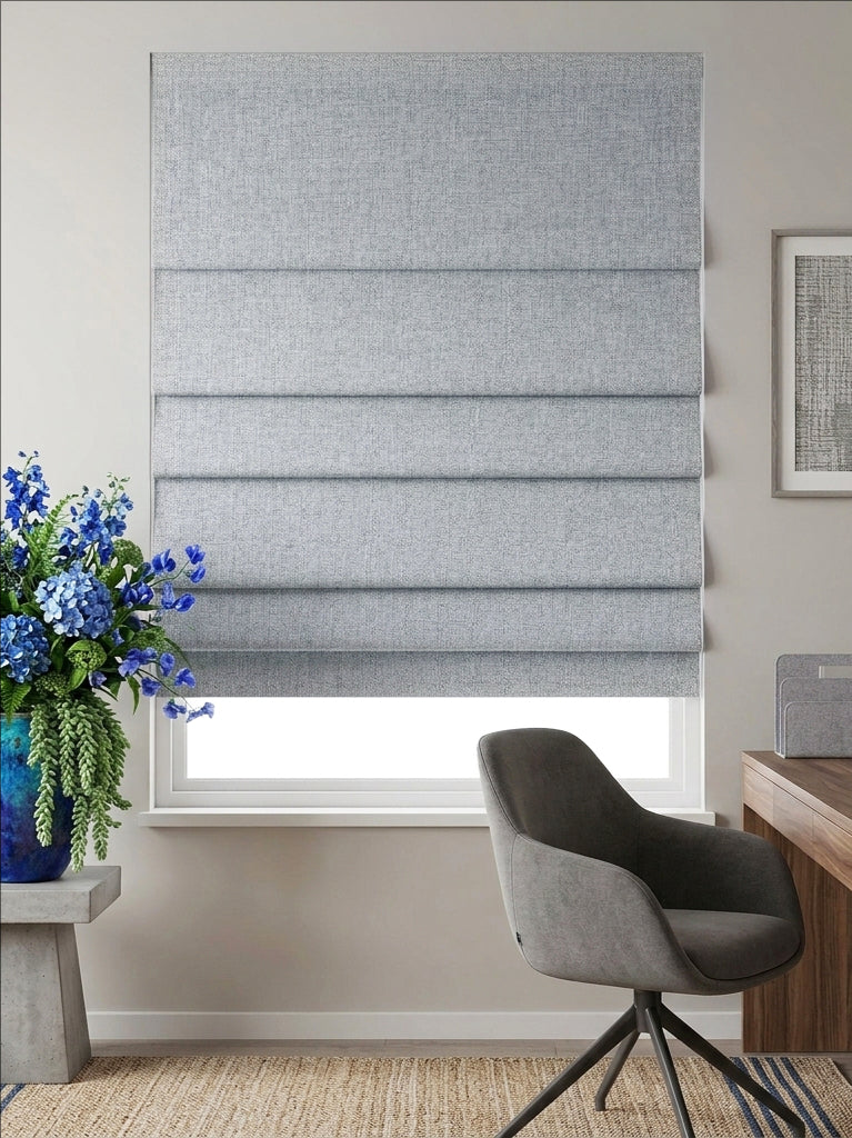 Woven Cotton Morandi Medium grey Blackout Roman Shade