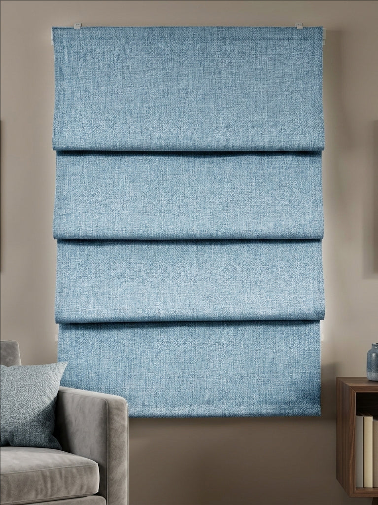 Woven Cotton Morandi Deep Blue Blackout Roman Shade