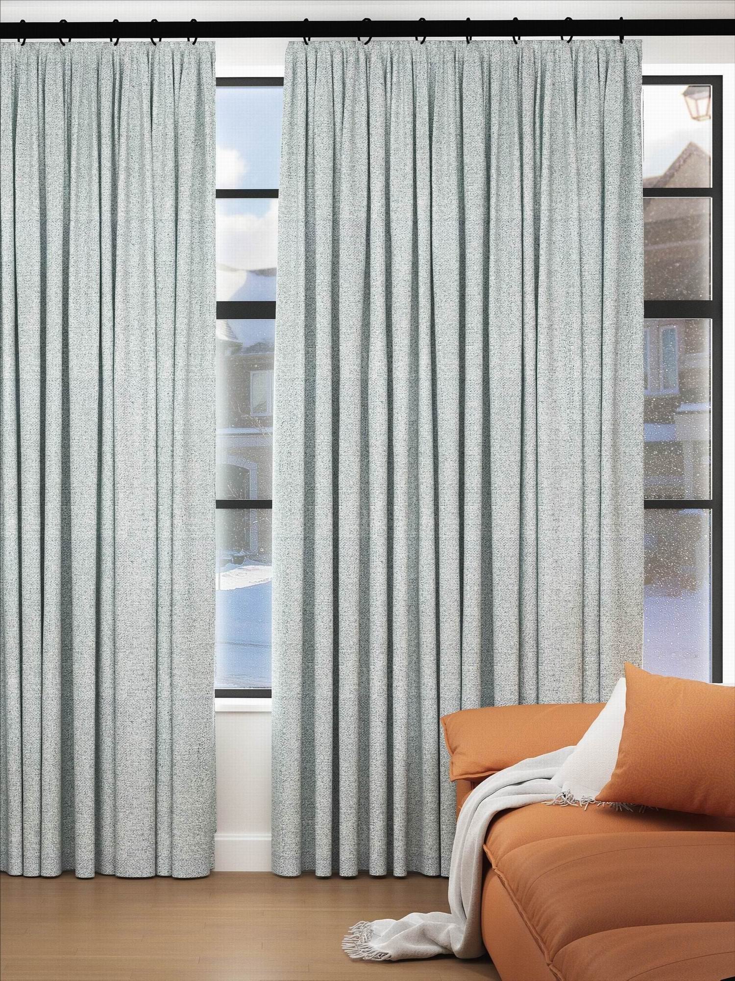 Woven Cotton Morandi Grey Green Blackout Drape