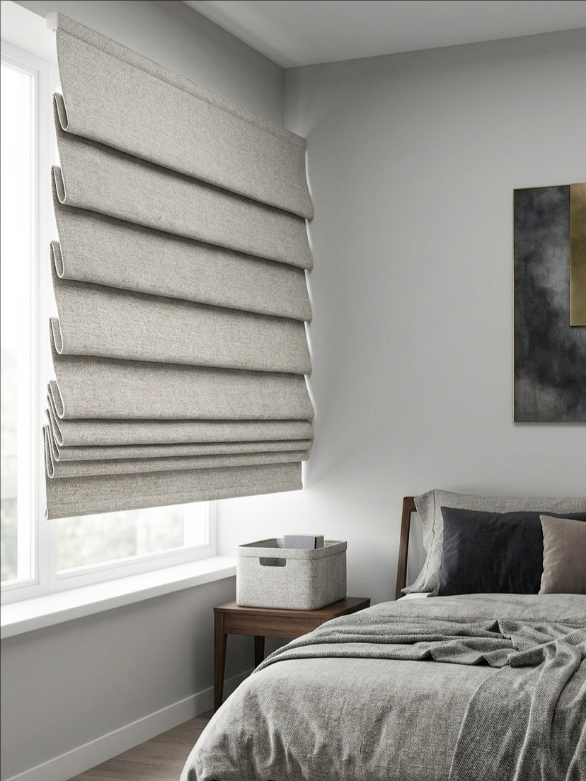 Woven Cotton Morandi Light beige Blackout Roman Shade