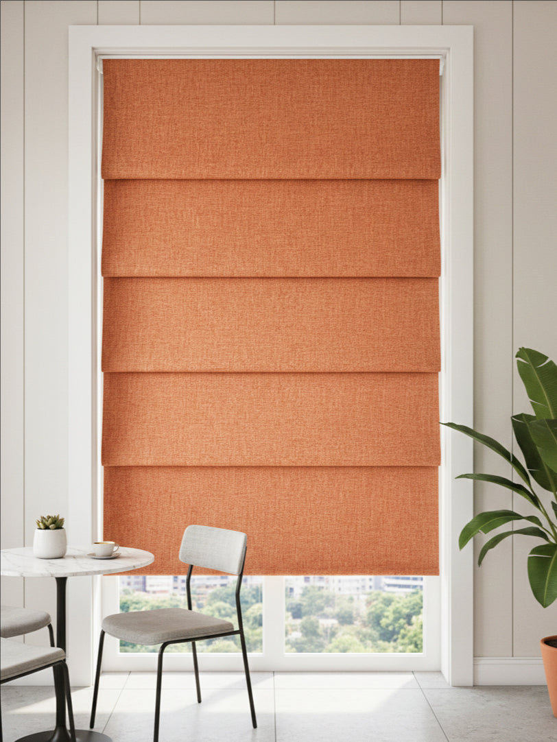 Woven Cotton Morandi Orange Blackout Roman Shade