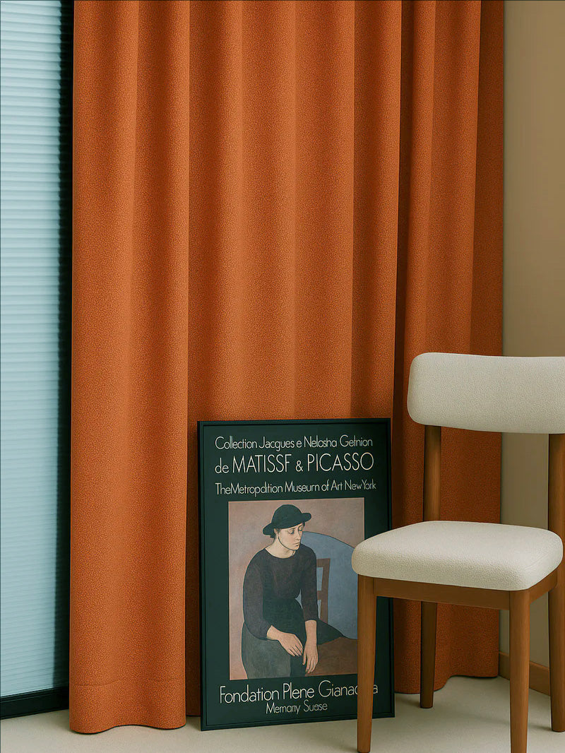 Woven Cotton Morandi Orange Blackout Drape