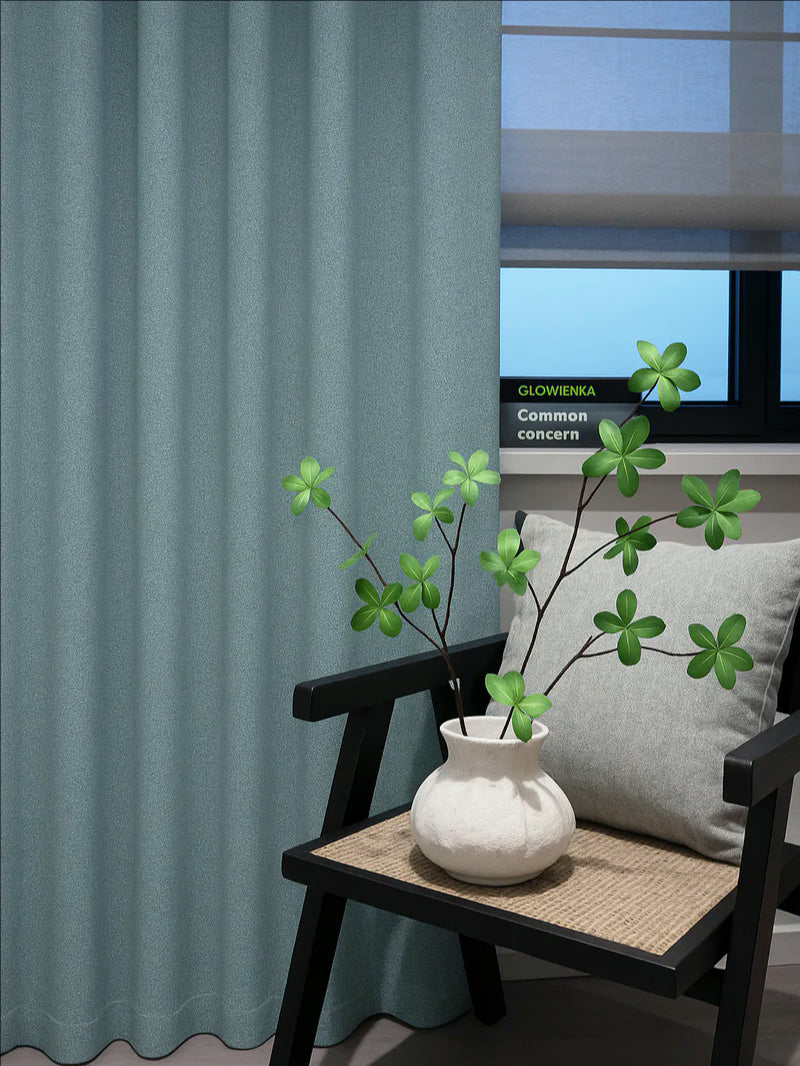 Woven Cotton Morandi Mint Green Blackout Drape