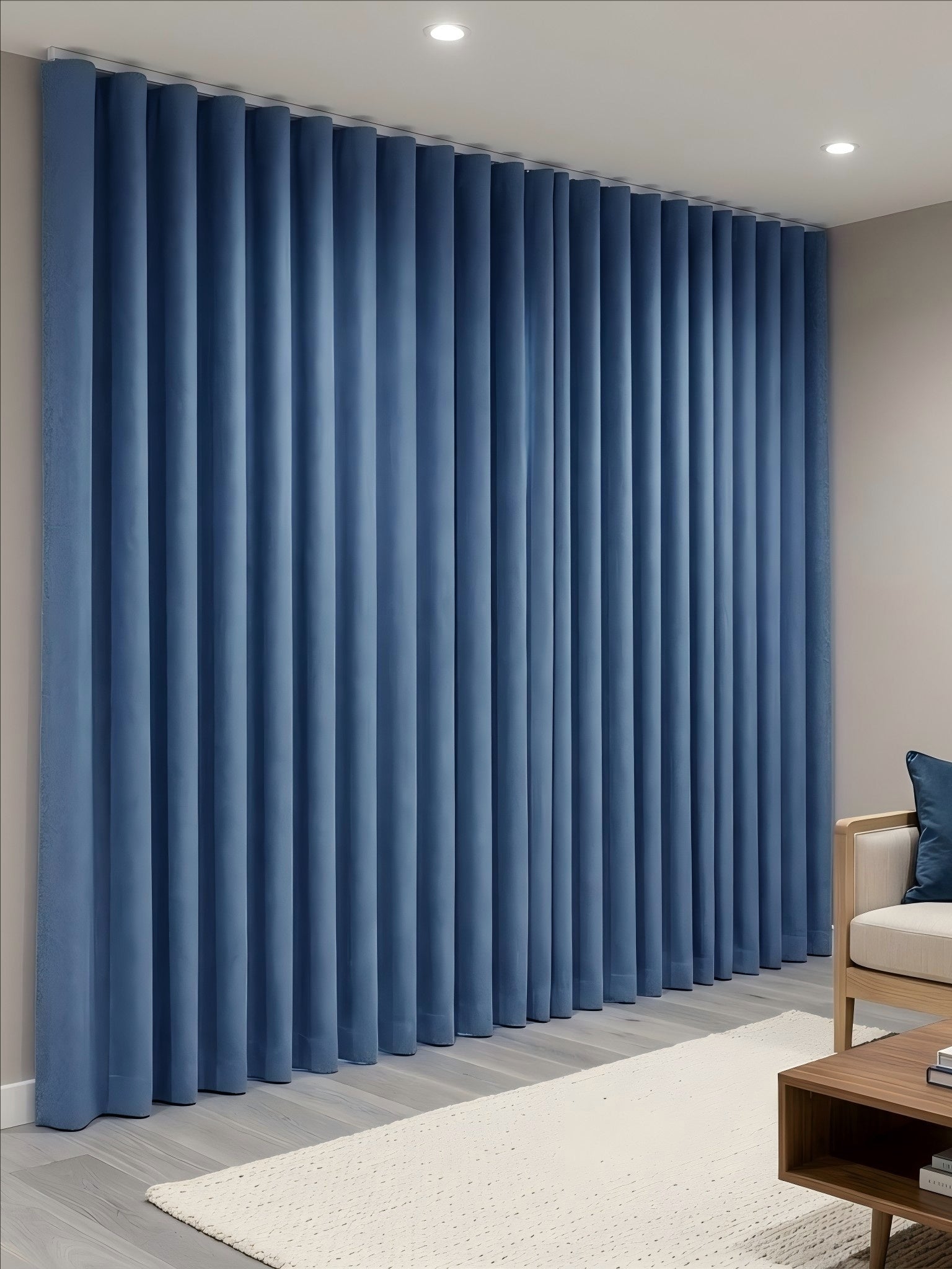 Woven Cotton Morandi Ocean Blue Blackout Curtain Panel