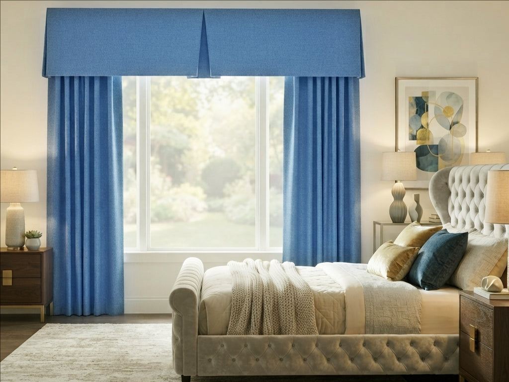 Woven Cotton Morandi Ocean Blue Blackout Valance