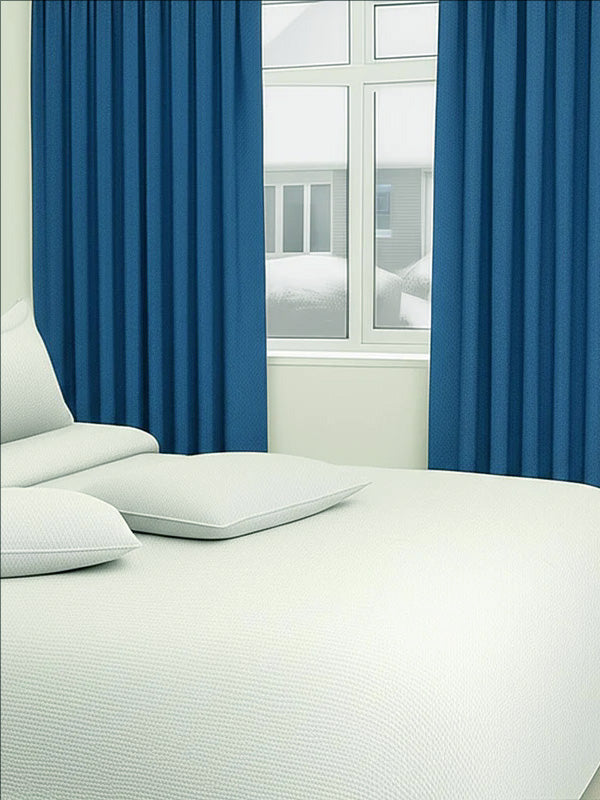 Woven Cotton Morandi Sea Blue Blackout Drape