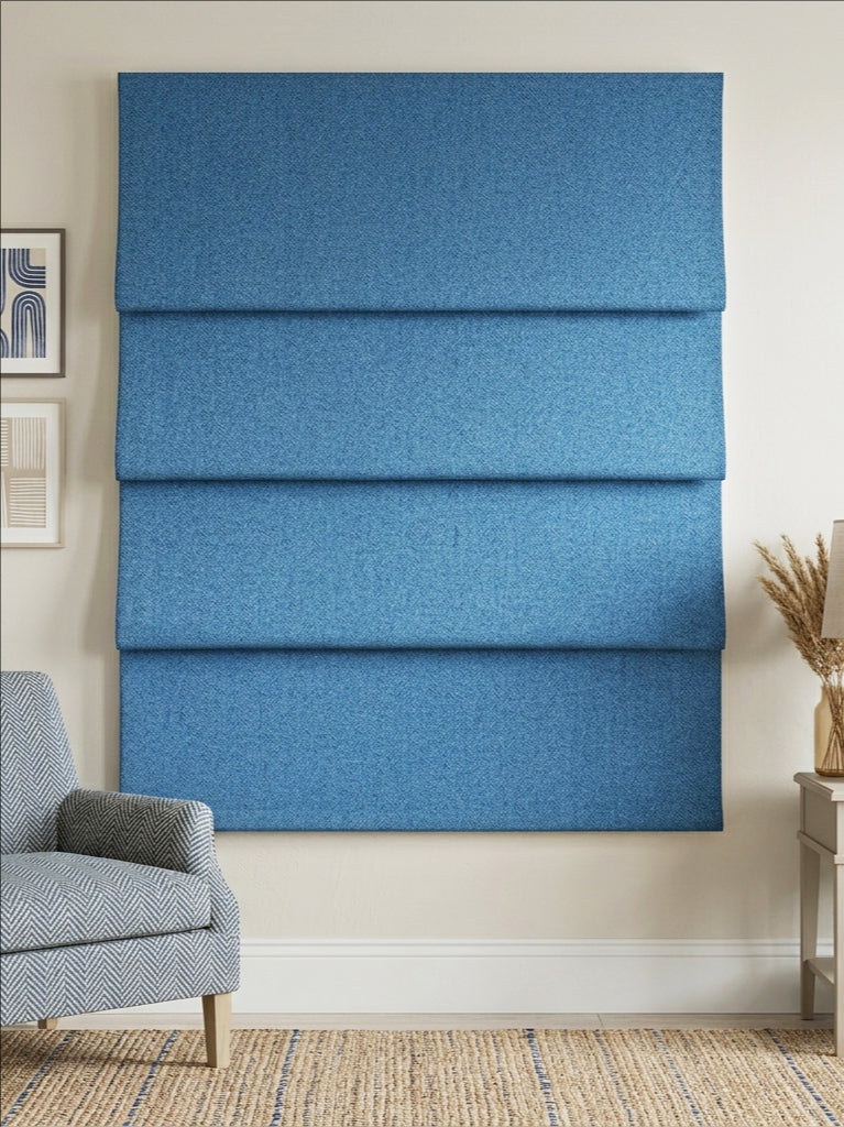 Woven Cotton Morandi Sea Blue Blackout Roman Shade