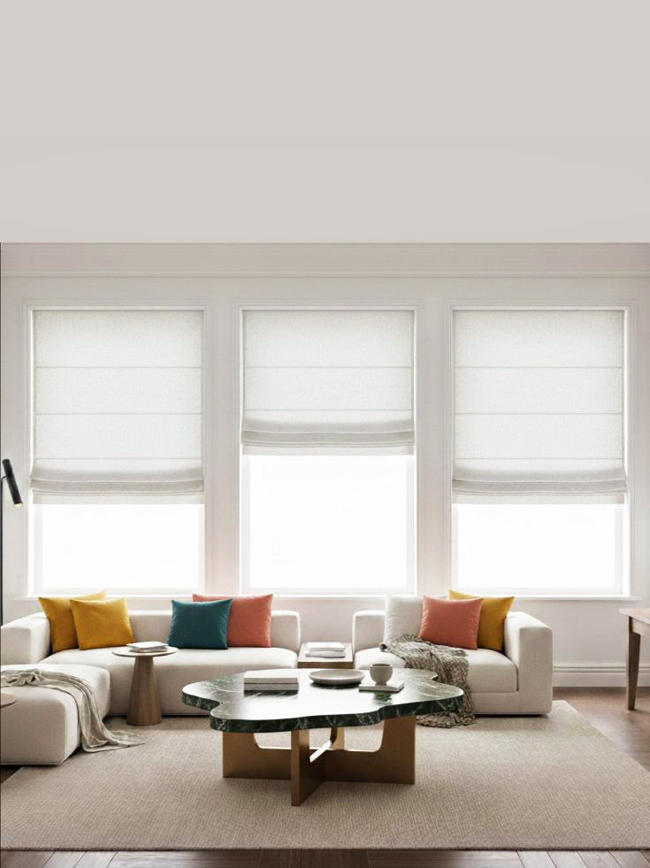 Velvet White Roman Shade