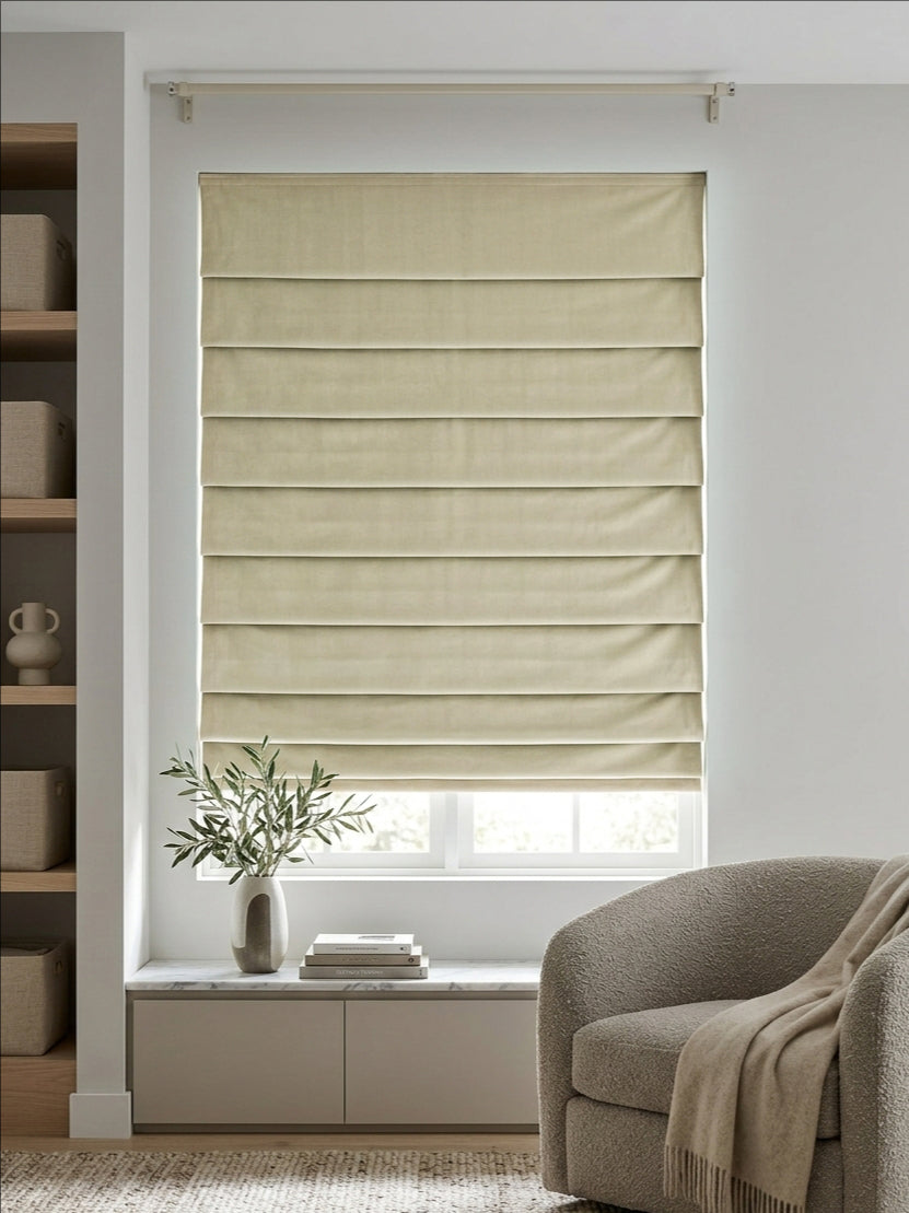 Velvet Khaki Roman Shade