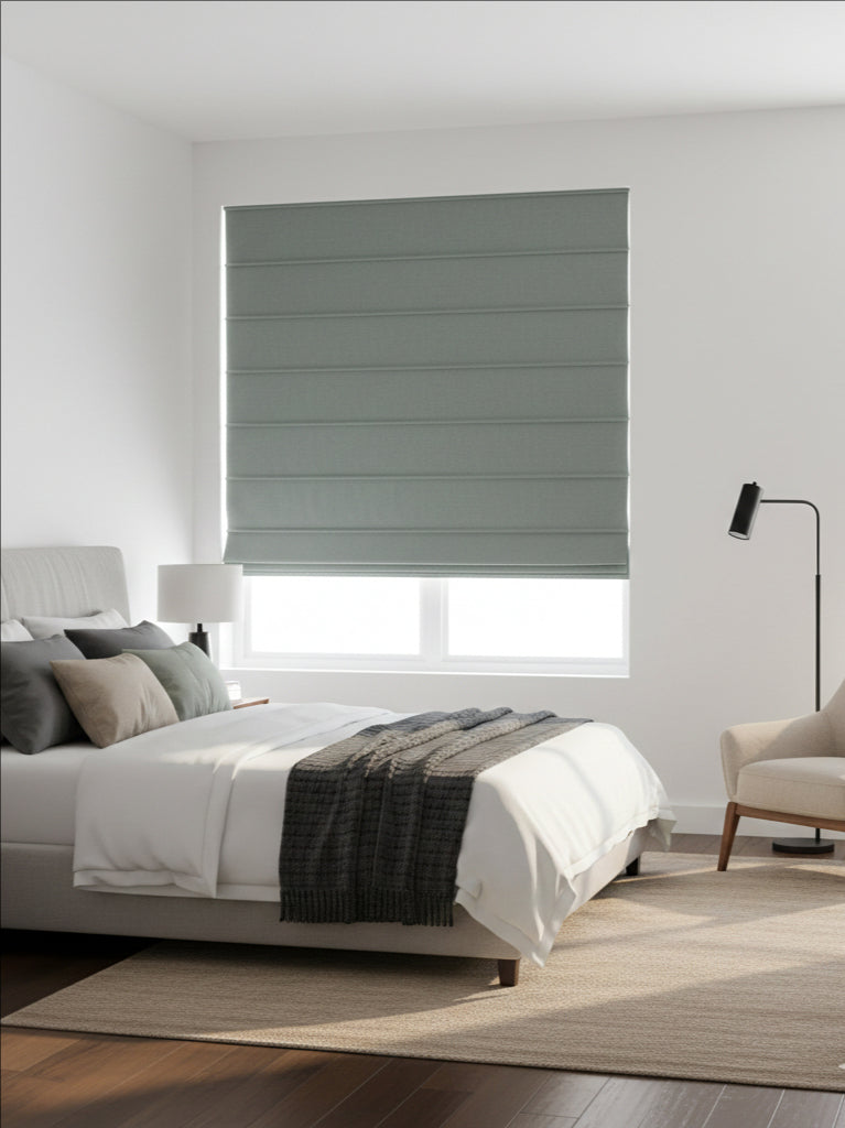 Velvet Deep Grey Roman Shade