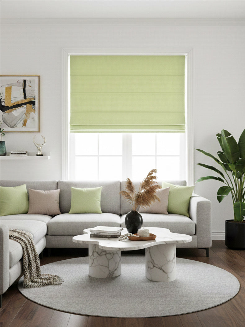 Velvet Grass Green Roman Shade