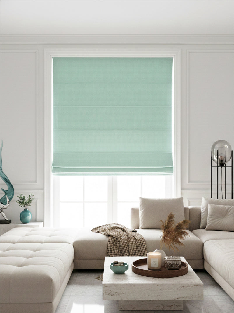 Velvet Water Blue Roman Shade