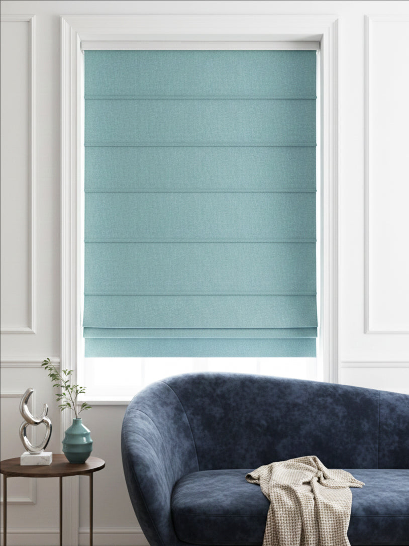 Velvet Deep Blue Roman Shade