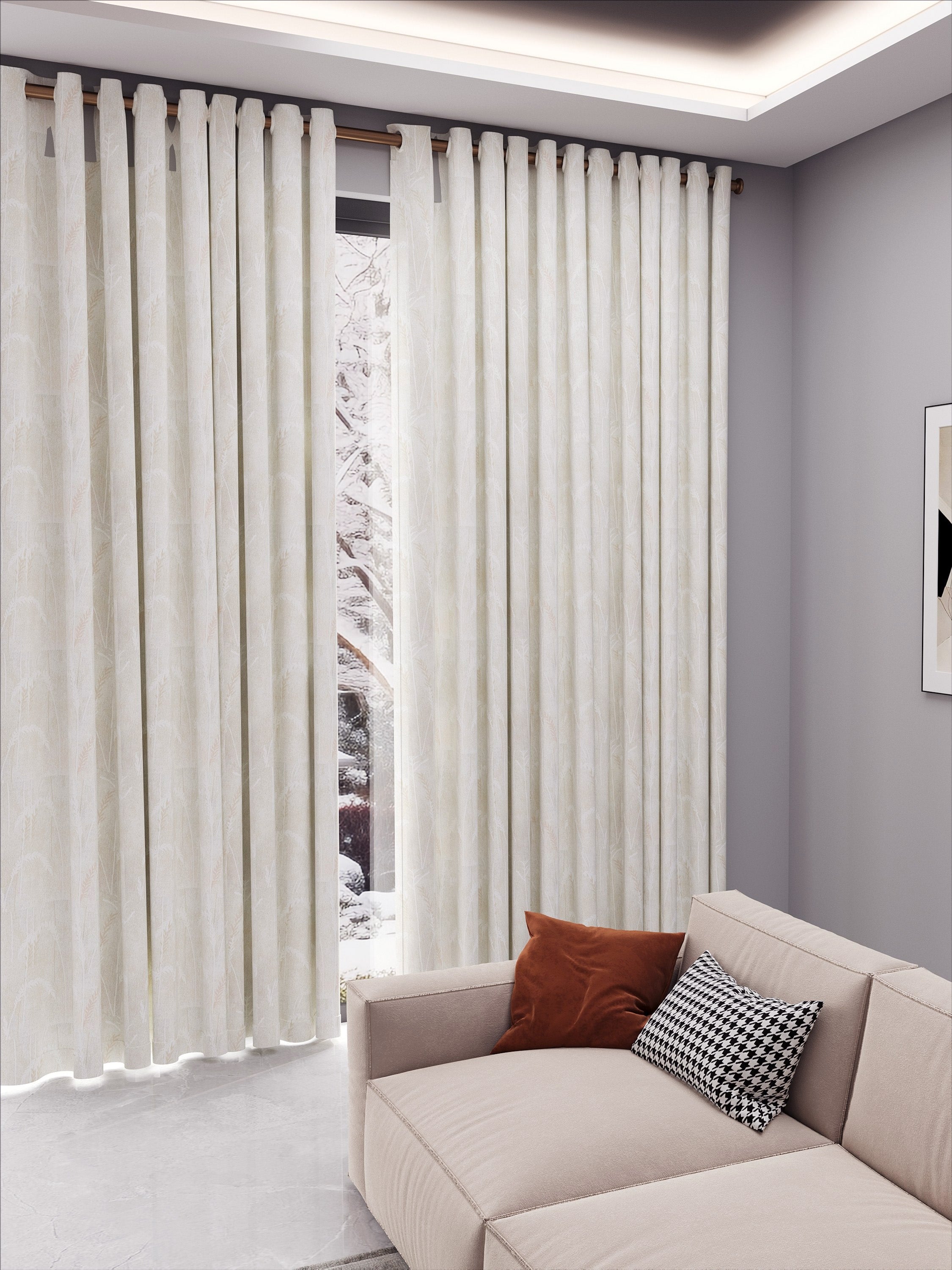 Velvet Light Beige Grass Drape