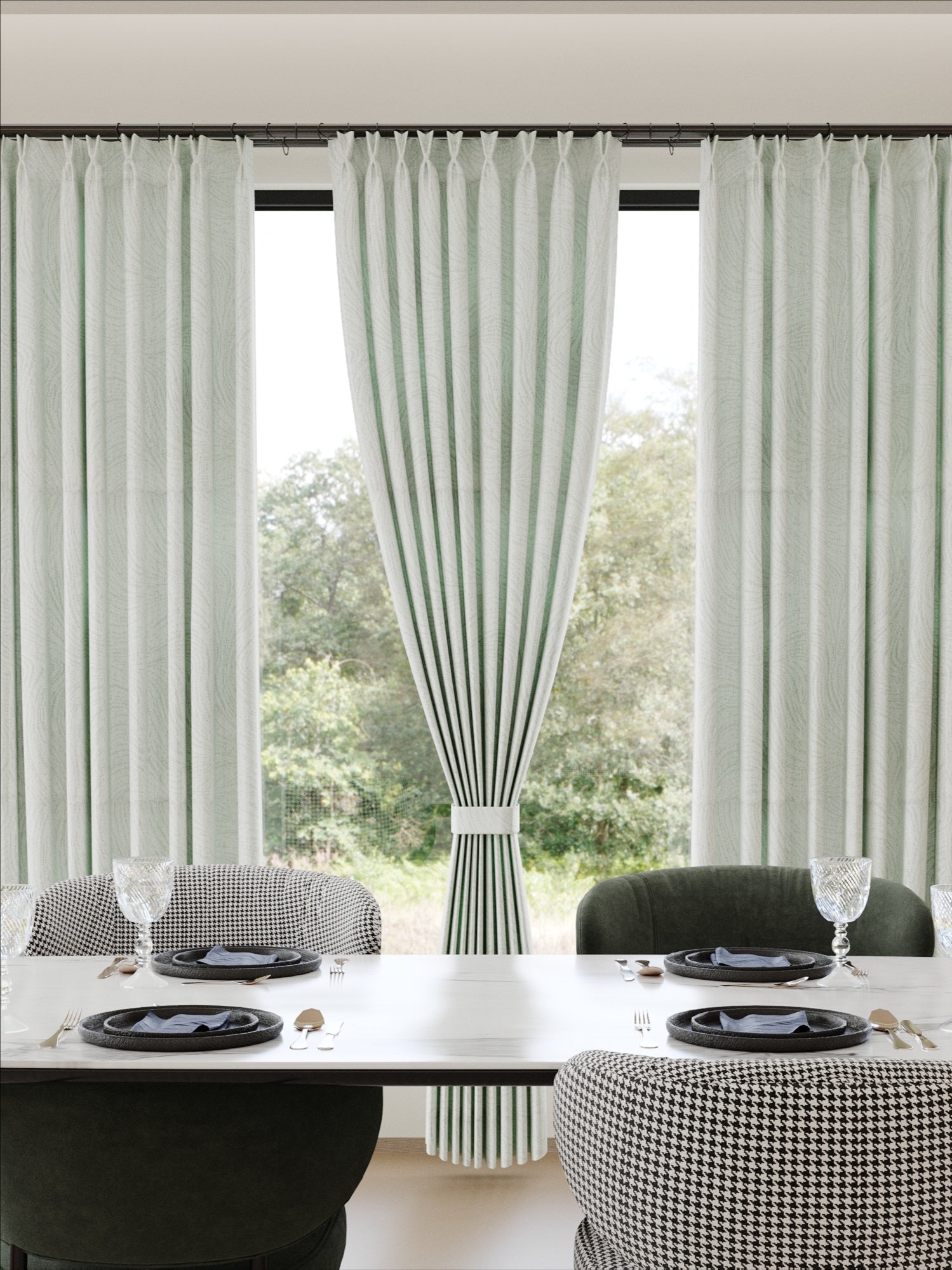 Velvet Light Green Wave Drape