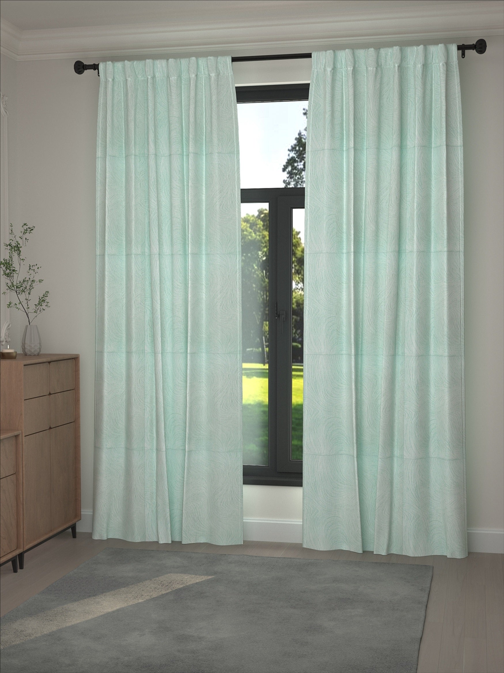 Velvet Blue Green Wave Drape