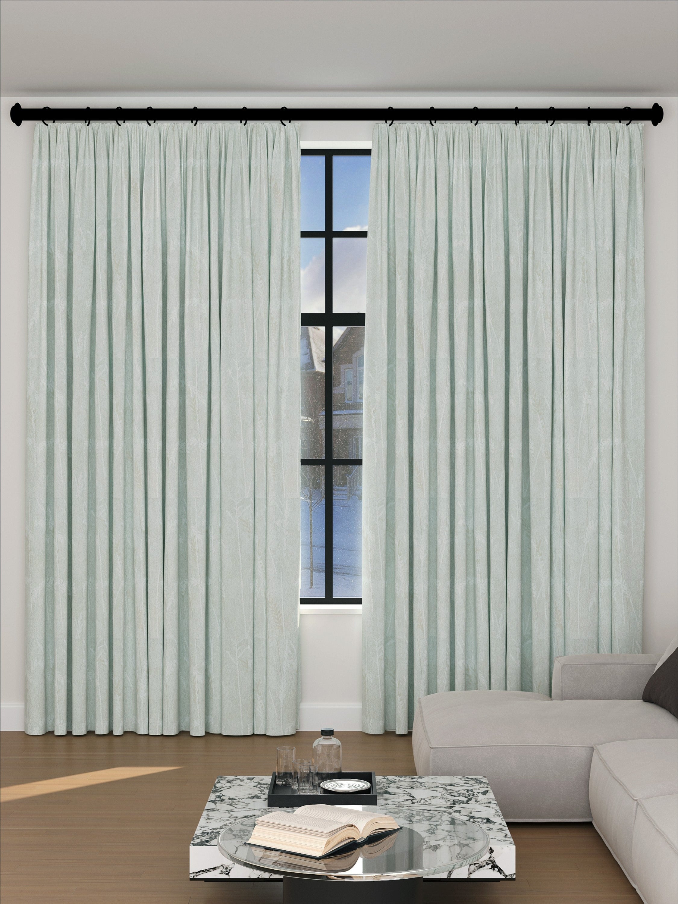 Velvet Dusk Green Grass Drape