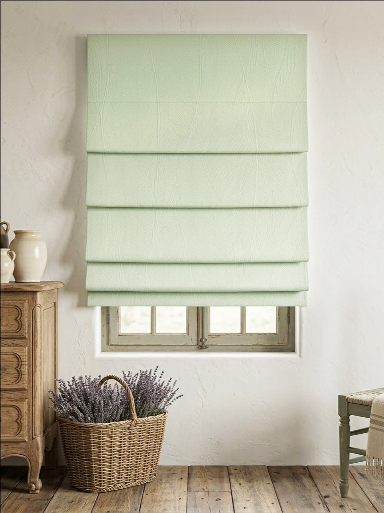 Velvet Bud Green Leaves Roman Shade