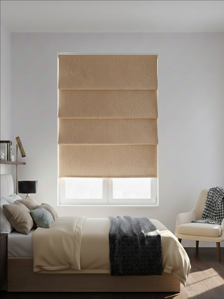 Velvet Brown Leaves Roman Shade