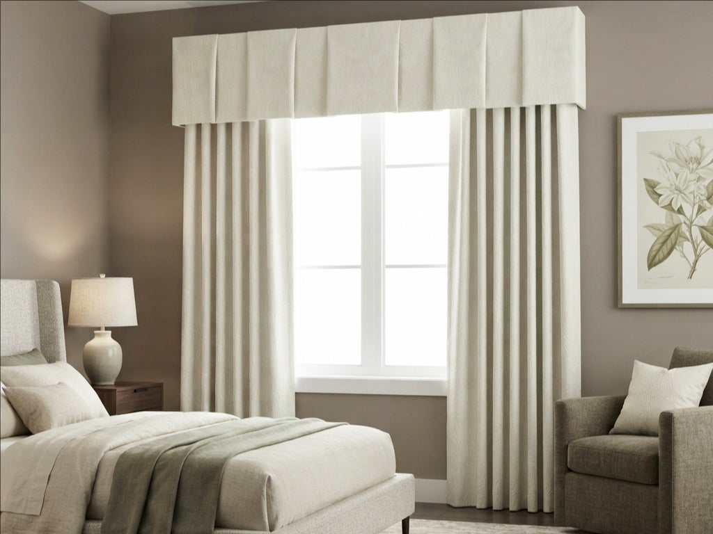 Velvet Cream Leaves Valance