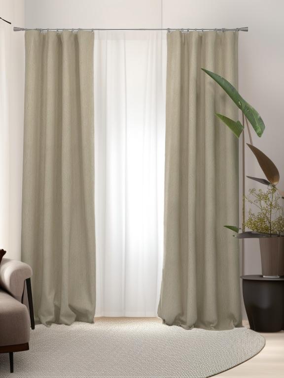 Velvet Light Beige Leaves Drape