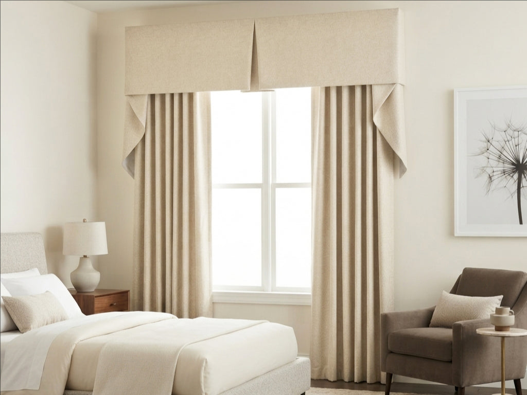 Velvet Light Beige Leaves Valance